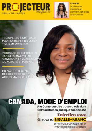Sheena Ngalle-Miano en couverture du mois de Mai 2025, édition N°006-Cover projecteur Magazine Mois de Mai